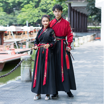 Original genuine couple Hanfu unisex black ancient costume Swordsman Knight scholar fairy suit Chinese style