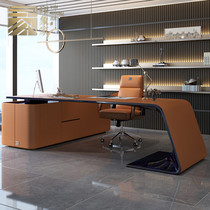 Italian Light Luxury Hermes Orange Bugatti Desk Luxury Villa President Computer Desk Boss Table Customization