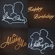 New wedding glowing head logo logo marriage proposal birthday party neon background listed marryme lights props