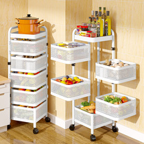360-degree rotatable kitchen shelf floor multi-layer living room household function put fruit and vegetable basket storage rack