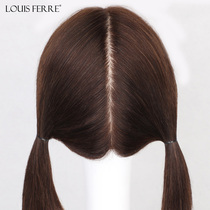 LOUISFERRE wig female long hair clavicle hair net red double horse tail straight hair delivery needle real hair silk hair set