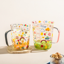 Modern housewife water cup glass large capacity high color juice cup glass household scale cup drinking cup