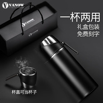 UK Vanow thermos men portable high-grade custom lettering printed logo teacup women 316 stainless steel water cup