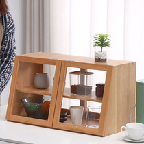 Solid wood desktop storage box cup storage cabinet Tea set display cabinet Kitchen cup rack tableware locker