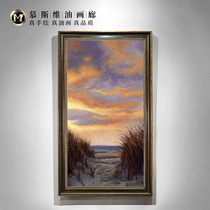 Mu Siwei hand-painted European porch landscape oil painting New Chinese corridor corridor decorative painting that moment of tranquility