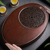 Tea tray household drain tray tea set light luxury modern small simple bamboo round water storage Tea Sea dry bubble table