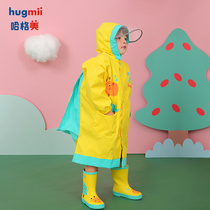 hugmii childrens raincoats girls boys primary school clothes thick with schoolbags middle-aged childrens full-body poncho