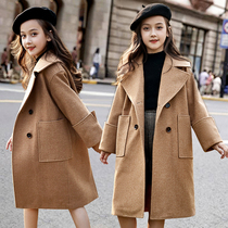 British next stars children's woolen coat Korean version of the large children's thickened long girls woolen coat