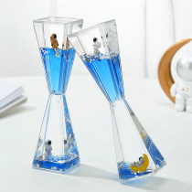 Computer desk water liquid quicksand into oil ornaments cute small jewelry children student time Hourglass Timer