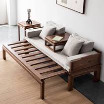 New Chinese Arhat bed Black walnut sliding bed solid wood sofa Arhat bed collapsed Zen mortise and tenon furniture multifunctional