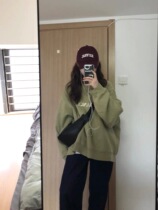 Olive Green Sweatshirt Women 2021 Early Autumn New Cool Girl Salt Wear Loose Korean Harajuku Style Casual Jacket