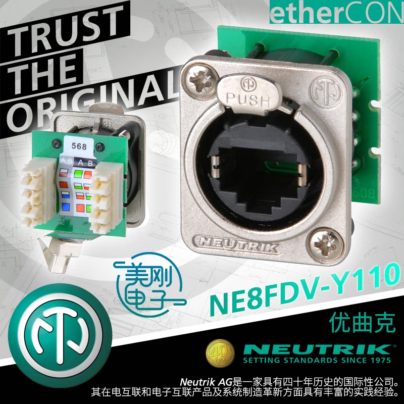 ImportED NETRIK Ultra-Five Class D panels press the RJ45 network base NE8FDV-Y110