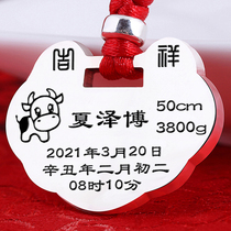 Solid long life lock mouse cow baby custom lettering 999 foot silver baby child safe lock necklace one year old child