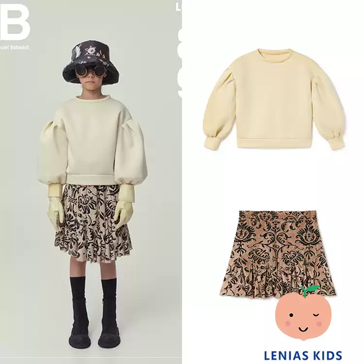 Lenias LN家LCF 23AW秋冬洋气百搭太空棉卫衣+印花半身裙