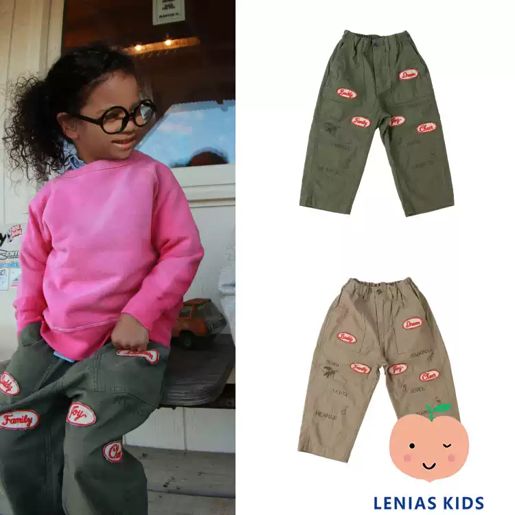 LeniasLN家 Denim Dungaree25aw秋冬 徽章字母休闲长裤