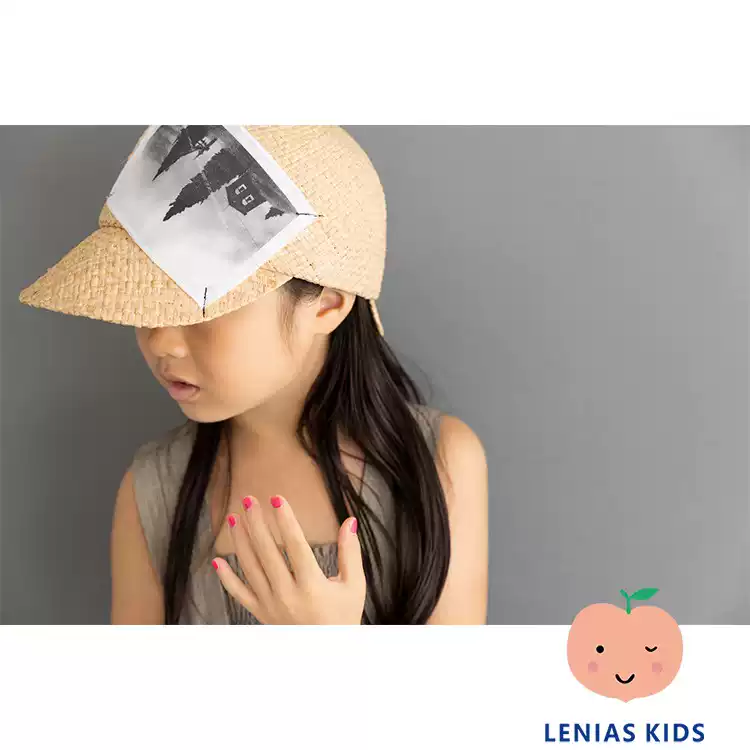 Lenias LN家 日本folk made 23SS春夏儿童印花编织鸭舌帽