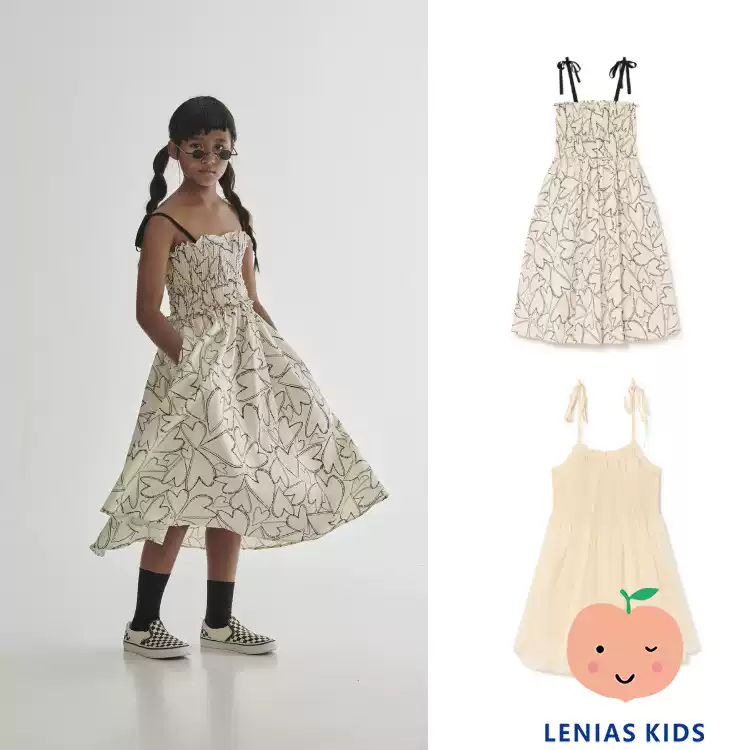 Lenias LN家 LCF 24SS春夏女童爱心纱纱吊带百褶 连衣裙