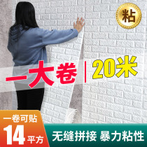 Wall Paper Self-Glued Bedroom Cozy Foam Brick 3d Solid Wall Sticker Waterproof Moisture-Proof Stickers Wallpaper Web Red Trim