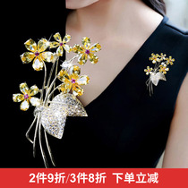 European and American temperament yellow diamond flower brooch women accessories coat silk towel buckle suit sweater cardigan fashion corsage pin