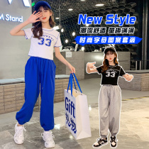 Girl Summer Clothing Suit 2022 Summer New Internet Red CUHK Child Girls Casual Sports Trendy Han Version Two Sets