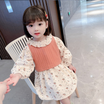 Girls early autumn dress female baby autumn 2021 new foreign style princess skirt children Korean 1-2 3 years old