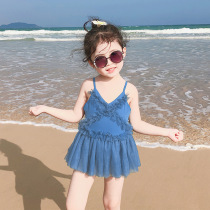 Womens baby swimsuit summer childrens swimming clothes 1 year old girl princess suspender skirt sunscreen quick-drying 2 swimsuit 3 foreign gas 4