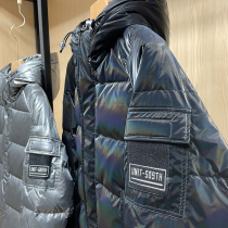 Thousands of mens laser colorful fabric designer 90 white duck down visual waterproof and anti-fouling down jacket