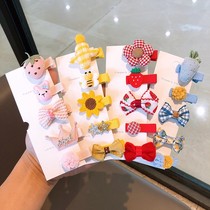 Baby Children Baby cartoon does not hurt hair hairclip girl bow cloth all-bag hair accessories headgear set