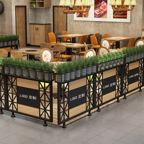 Restaurant Wrought iron screen partition Bar aisle decoration fence fence Milk tea bar Hotel half flower rack partition wall