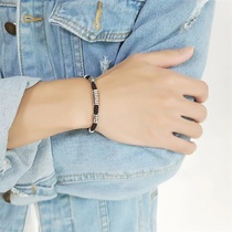s925 Sterling Silver Brave Bracelet Mens Adjustable Woven Hand Rope Bringing Transfer Six-character Manchants String Silver Handwear