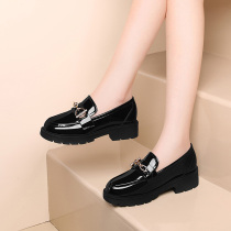 British small leather shoes womens platform shoes childrens 2021 new autumn single shoes soft primer leather one-pedal loafers