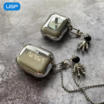 Tide brand airpods protective cover pro plating NASA Silver airpods1 generation wireless Bluetooth case ear case pro silicone airpodspro protection 2 soft