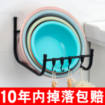 Washbasin adhesive hook Basin storage rack bathroom non-perforated shelf household wall-mounted basin shelf toilet hanging basin artifact
