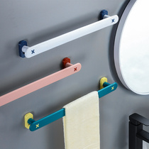Towel Rack Free punching toilet hanger Bathroom Hanging for hanging cold bath towels Shelving Rod Hooks Mesh Red God