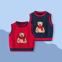 Children Waistcoat Spring Autumn Boy Vest Little Boy Pure Cotton Knit Spring Autumn Male baby Camshoulder outside wearing waistcoat clothes