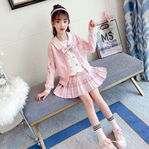 Girl Lian Dress Spring Dress Children Princess Dresses Jk Uniforms Full Suit Day Ensemble College Wind Tennis Red CUHK Child Tide