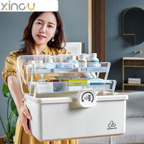 Large medicine box family loading large-capacity medicine cabinet household medicine storage box multi-layer extra-large classification storage