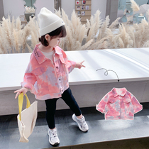 Girl autumn 2021 new children Spring and Autumn foreign style Net Red childrens coat baby jacket camouflage denim coat