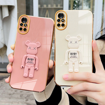 Electroplating Huawei nova8 mobile phone shell 2022 new advanced senses nove8pro womens net red personality creative se high-end lens full package por silicone anti-fall couple Cubic violent bear support