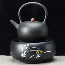 Kunde Black ceramic kettle Household ceramic tea pot Tea maker Retro tea stove Automatic electric ceramic stove set