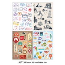 Retro Travel Visa Landmark Building Suitcase Sticker Trolley Case Waterproof Laptop Case Guitar Sticker