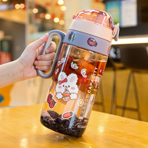 tritan net red summer mens sports fitness water cup Womens large capacity kettle with straw portable water bottle 2000ml