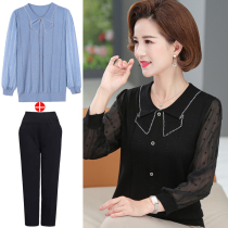 Fat mother spring and autumn clothes T-shirt bottoming small shirt foreign style suit middle-aged fattening plus size fashion coat female thin model