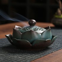 Creative ceramic lotus incense burner with cover mosquito box artifact fireproof and anti-scalding beautiful high-grade aromatherapy home furnishings