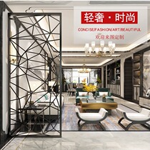 Chinese Light Luxury Modern Metal Stainless Steel Screen Wire Drawing Xuanguan Living Room Rose Gold Hollowed-out Partition Iron Art Custom