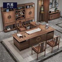 New Chinese style solid wood office table and chair combination simple modern fashion big class boss table Ebony office furniture