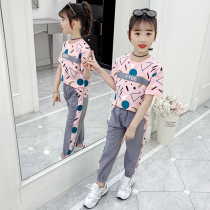 Next Inss Girls Sports Suit 2022 Summer New Short Sleeves Foreign Air Baby Fashion Two Sets Of Children Clothing