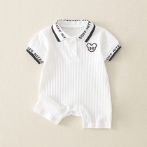 South Korea full moon baby one-piece clothes Summer male baby one-year-old clothes pure cotton foreign style cute summer short-sleeved clothes