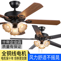 European style vintage black home restaurant ceiling fan lamp antique fan lamp American country electric fan chandelier