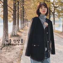 (Human rich and precious) French childrens Korean custom small fragrant wind V collar long woolen pink long sleeve jacket